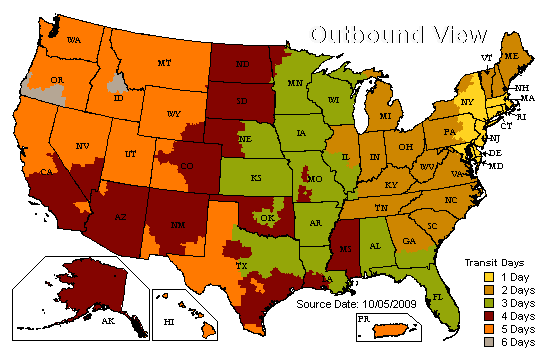 US Time in Transit Map